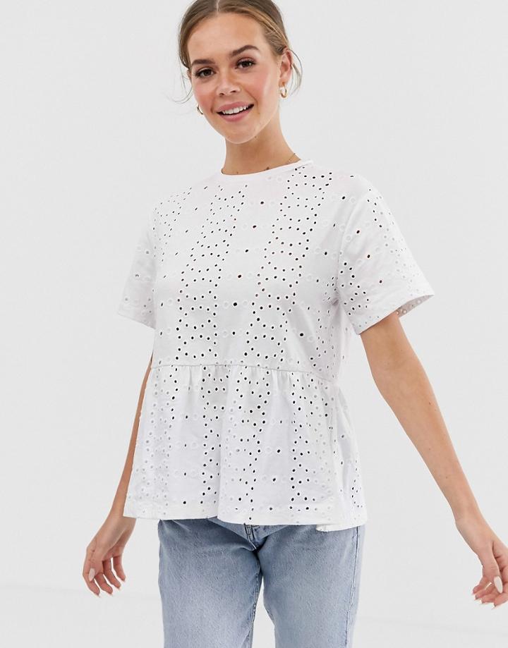 Asos Design Smock Top In Broidery