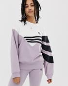 Adidas Originals Linear Sweater In Lilac And Black - Purple
