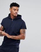 Armani Exchange Zip Neck Hoodie Sweat In Navy - Navy