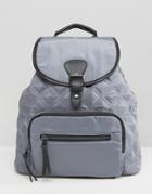 New Look Nylon Quilted Backpack - Gray