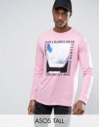 Asos Tall Oversized Long Sleeve T-shirt With Photo Print - Pink