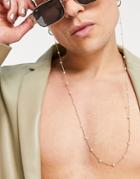 Asos Design Festival Sunglasses Chain With Faux Pearls In Gold Tone