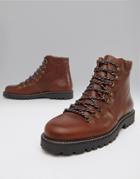 Selected Homme Leather Hiker Boots - Brown