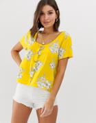 Abercrombie & Fitch Top In Floral - Yellow