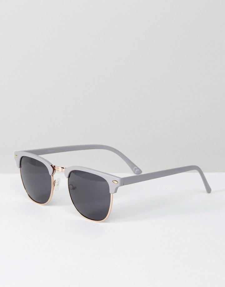 Asos Retro Sunglasses In Gray And Gold - Gray