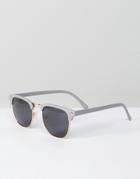Asos Retro Sunglasses In Gray And Gold - Gray