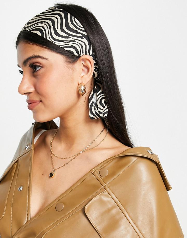 Asos Design Recycled Skinny Scarf In Swirl Print-green
