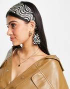 Asos Design Recycled Skinny Scarf In Swirl Print-green