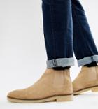 Asos Design Chelsea Boots In Stone Suede With Natural Sole - Stone