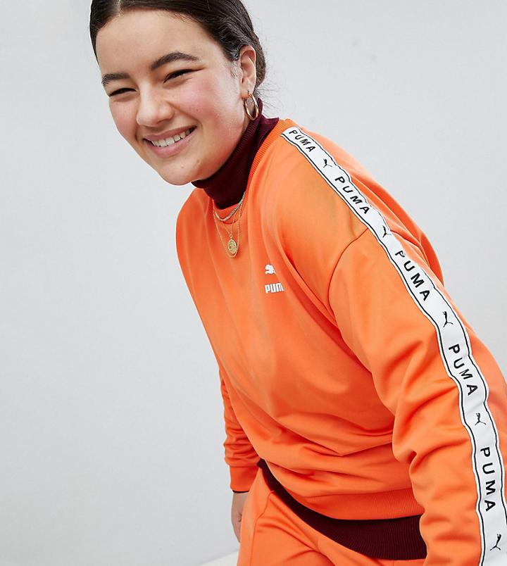Puma Exclusive To Asos Plus Sweatshirt With Taped Side Stripe In Orange - Orange