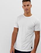 Only & Sons Longline Curved Hem T-shirt In White
