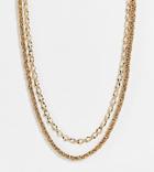 Reclaimed Vintage Inspired Ultimate Necklaces In Chunky Antique And Faux Pearl Chain 2 Pack-gold