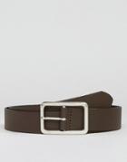 Asos Smart Belt With Square Buckle - Brown
