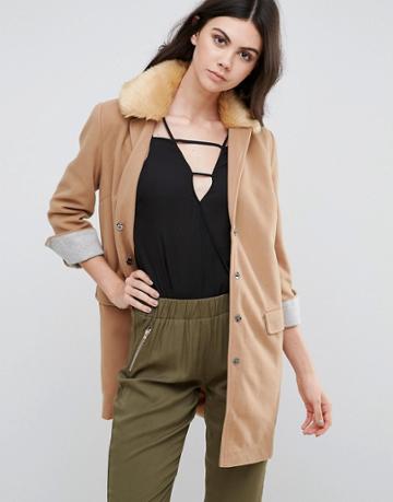 Love & Other Things Slim Line Coat - Tan