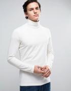 New Look Long Sleeve Top With Roll Neck In Off White - White