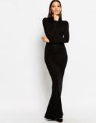 Club L High Neck Jersey Maxi Dress - Black