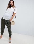 Asos Design Maternity Over The Bump Jersey Harem Pants - Green
