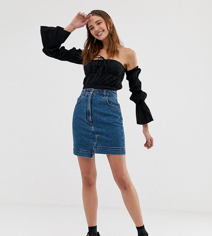 Collusion Denim Mini Skirt-blue