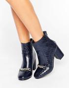 Asos Ramma Chain Loafer Ankle Boots - Navy