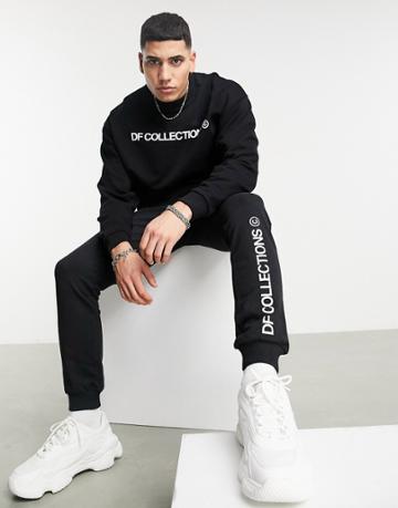 Asos Dark Future Set Sweatpants In Black With Logo Print