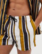 River Island Swim Shorts In Gold Stripe