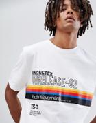 Asos Design Relaxed T-shirt With Rainbow Stripe And Text Print - White