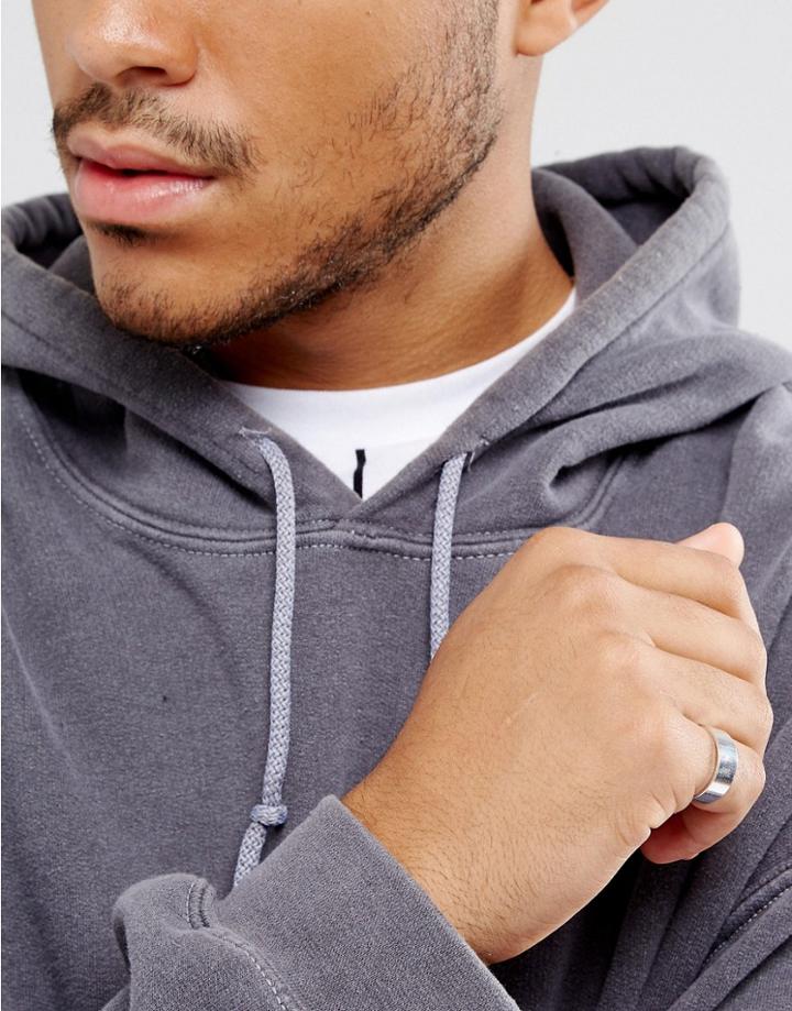 Asos Design Plain Band Pinky Ring In Silver Tone