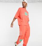 Asos Daysocial Oversized Sweatpants With Multi Abstract Shape Print In Orange - Part Of A Set