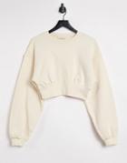 Steele Fleece Contrast Ribbed Sweater In Ecru - Part Of A Set-white