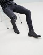 Asos Super Skinny Jeans In Washed Black With Faux Leather Patches - Black