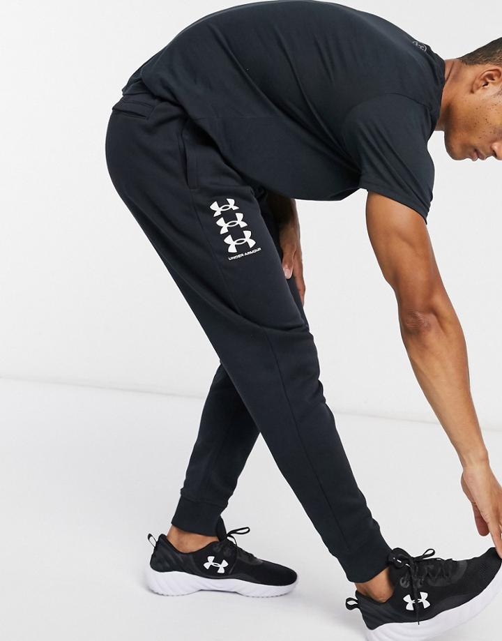 Under Armour Rival Triple Logo Sweatpants In Black