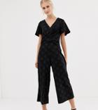 Oasis Glitter Jumpsuit With Twist Front In Black - Black