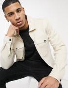 River Island Long Sleeve Shirt In Oatmeal-white