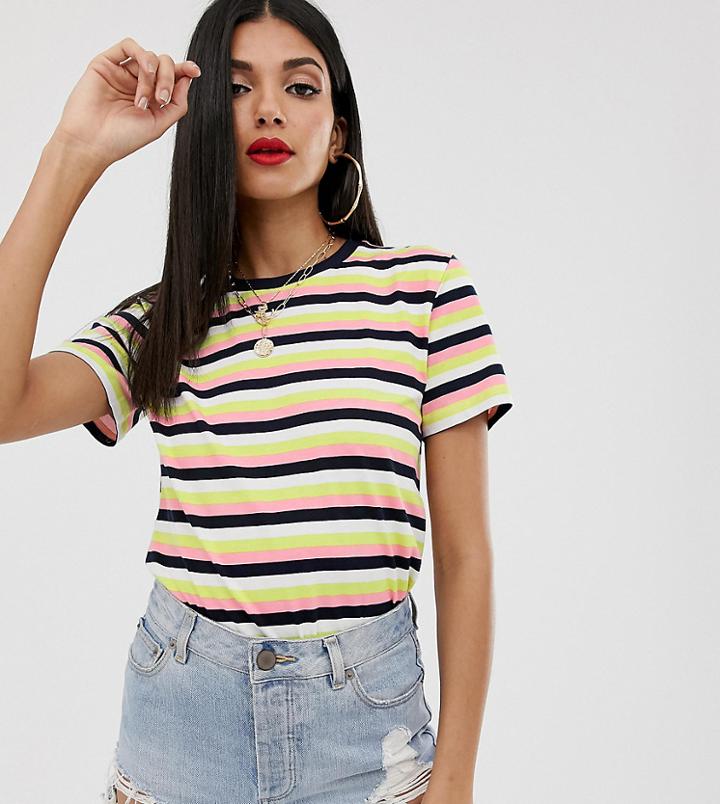 Asos Design Tall T-shirt In Pretty Stripe-multi