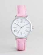 Asos Design Pink Leather Watch - Pink