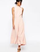 Asos Jumpsuit With Culotte Leg And High Neck - Nude
