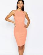 Wow Couture Bandage Dress With Strap Details - Light Coral