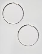 Missguided Large Textured Hoop Earring In Silver - Silver