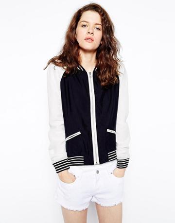 Greylin London Bomber Jacket With Perforated Sleeves