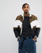 Asos Fleece Lined Track Jacket In Color Block - Multi