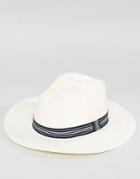 Asos Straw Panama Hat With Contrast Band - Beige