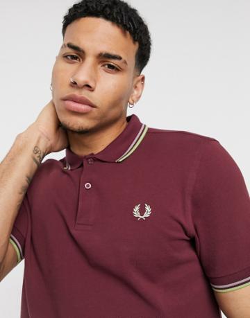 Fred Perry Twin Tipped Fred Perry Polo In Burgundy