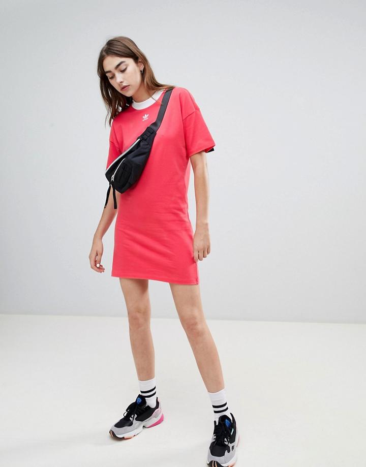 Adidas Originals Trefoil Logo Dress In Pink - Pink