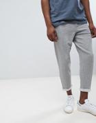 Asos Design Slim Crop Joggers In Gray Marl With Rolled Cuff - Gray