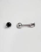 Limited Edition Black Jewel Top Ear Stud - Silver