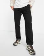 Selected Homme Straight Fit Linen Mix Pants In Black
