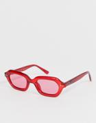 Quay Austrlia Anything Goes Slim Retro Sunglasses In Red - Red