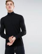Armani Jeans Half Zip Logo Sweater Black - Black