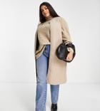 Vero Moda Curve Longline Quilted Collarless Vest In Stone-brown