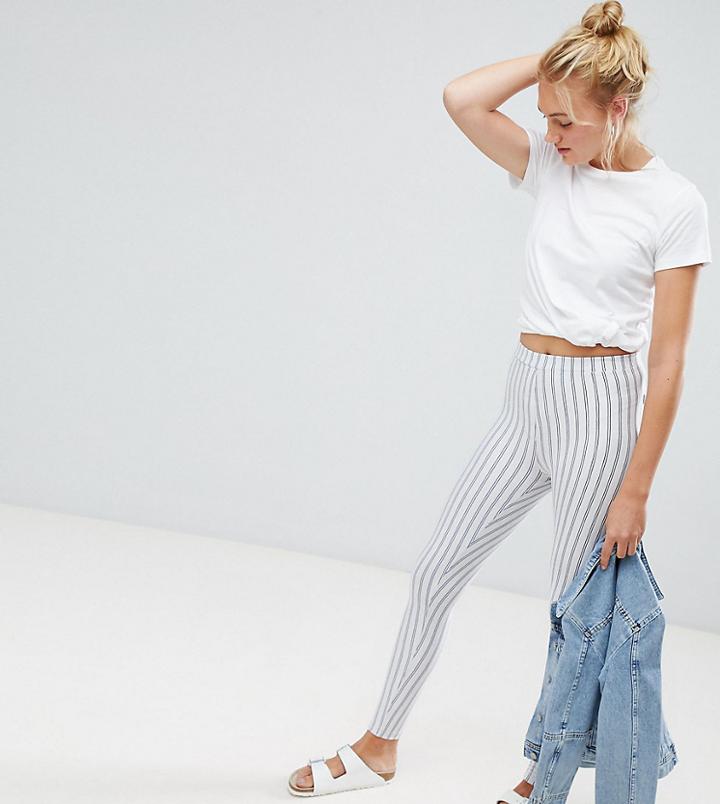 Asos Design Tall Skinny Ponte Pinstripe Pants-white